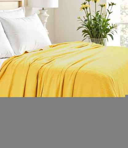 King Gold Cotton Woven Chevron Blanket HomeRoots