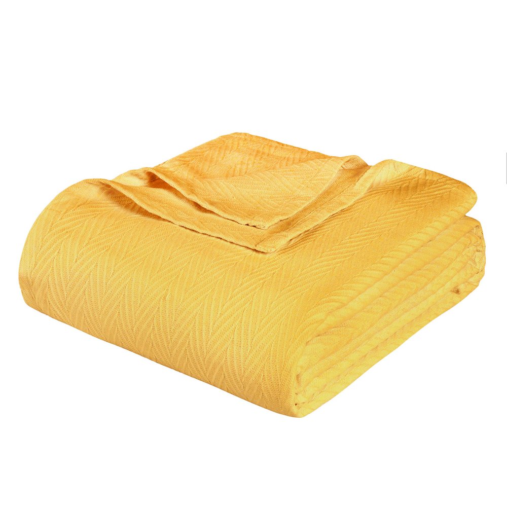 King Gold Cotton Woven Chevron Blanket HomeRoots