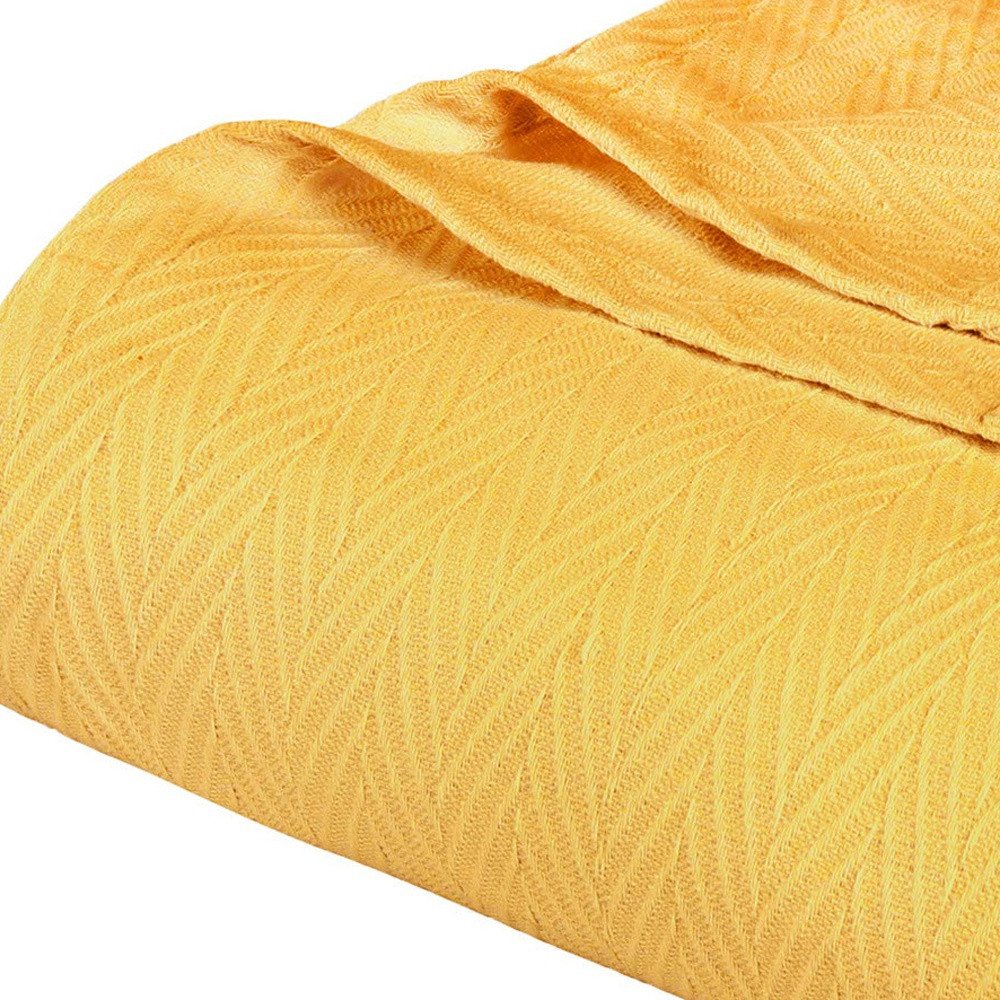 King Gold Cotton Woven Chevron Blanket HomeRoots