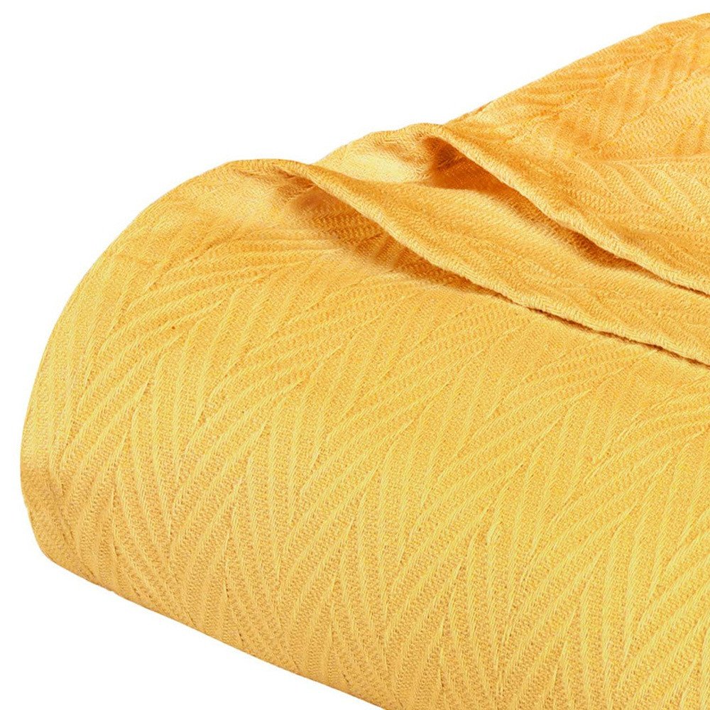 King Gold Cotton Woven Chevron Blanket HomeRoots