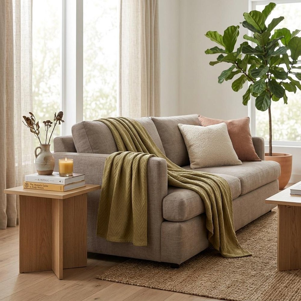 King Sage Cotton Woven Chevron Blanket — view 9