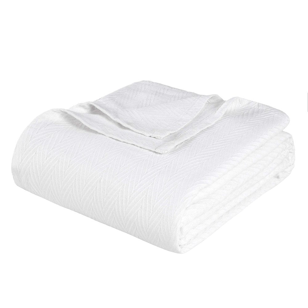 King White Cotton Woven Chevron Blanket HomeRoots