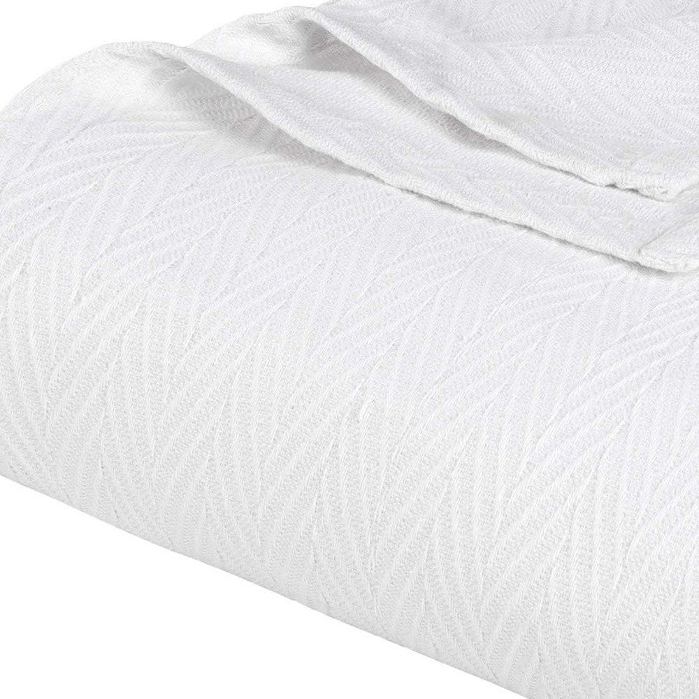 King White Cotton Woven Chevron Blanket HomeRoots