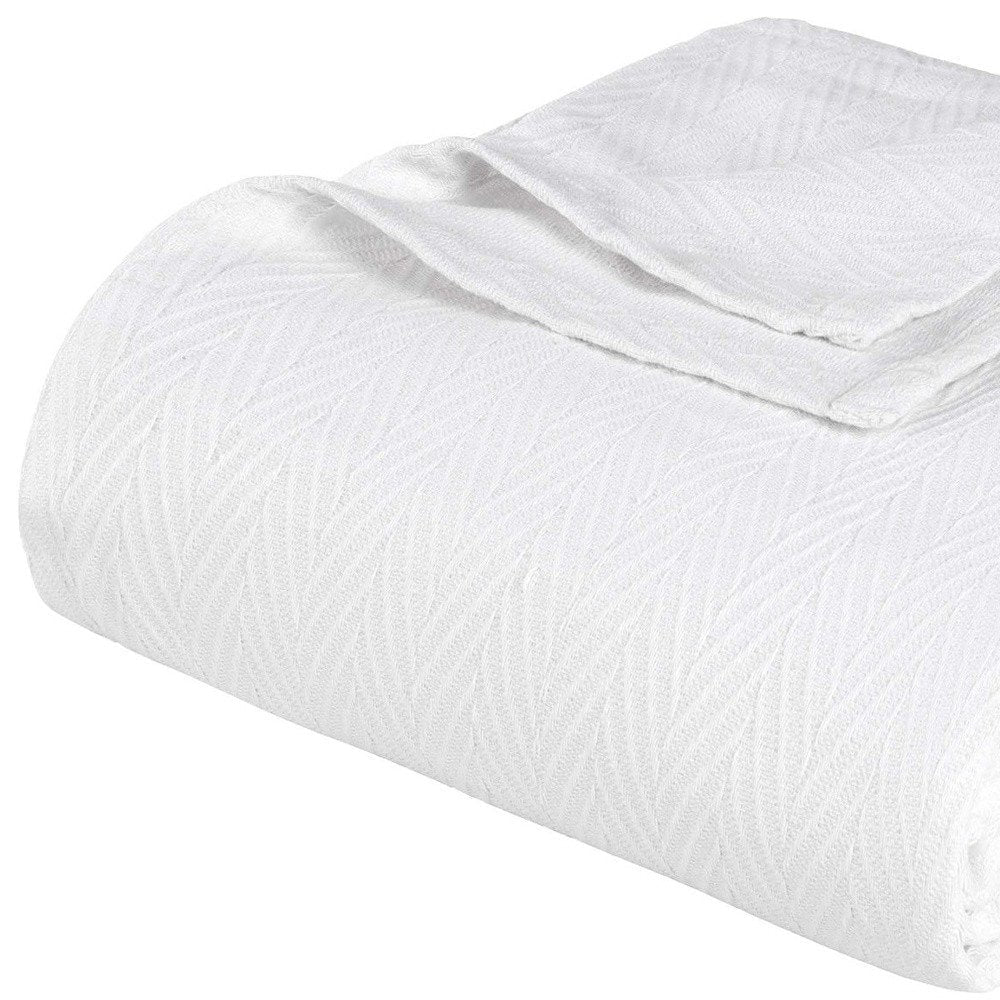 King White Cotton Woven Chevron Blanket HomeRoots