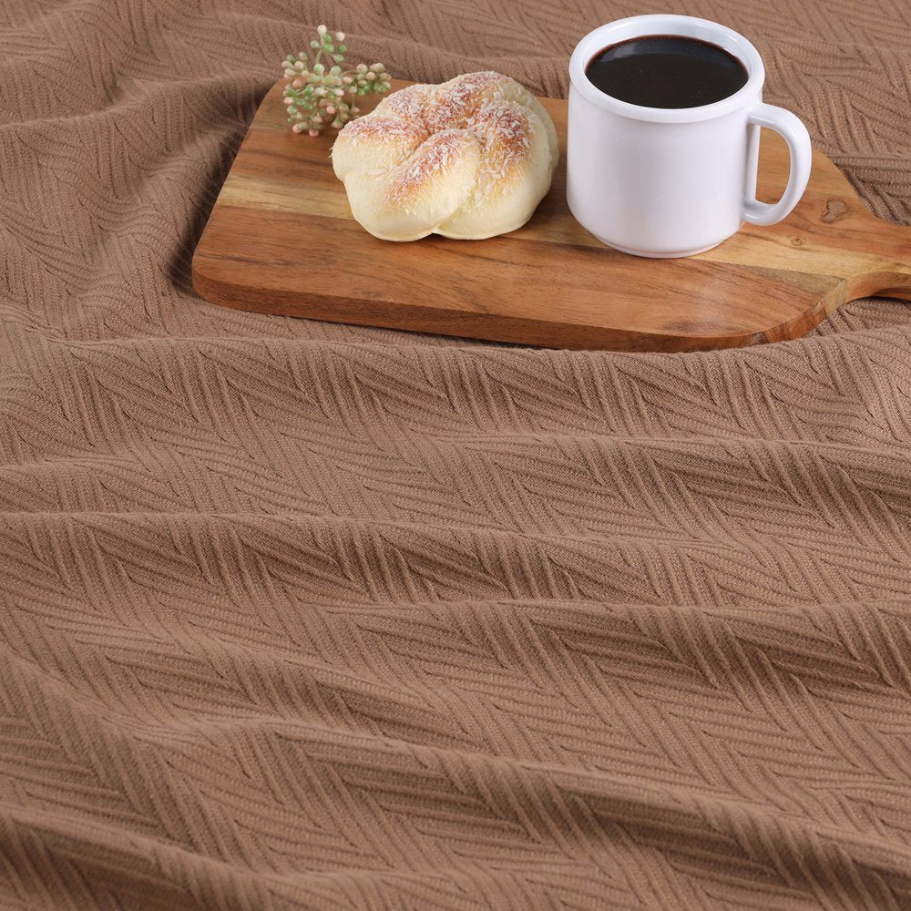 50" X 60" Taupe Cotton Woven Chevron Throw Blanket HomeRoots