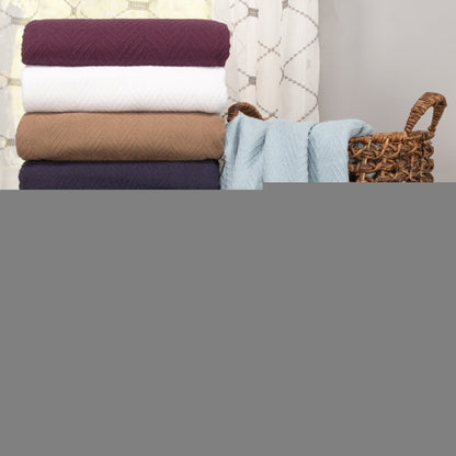 50" X 60" Taupe Cotton Woven Chevron Throw Blanket HomeRoots