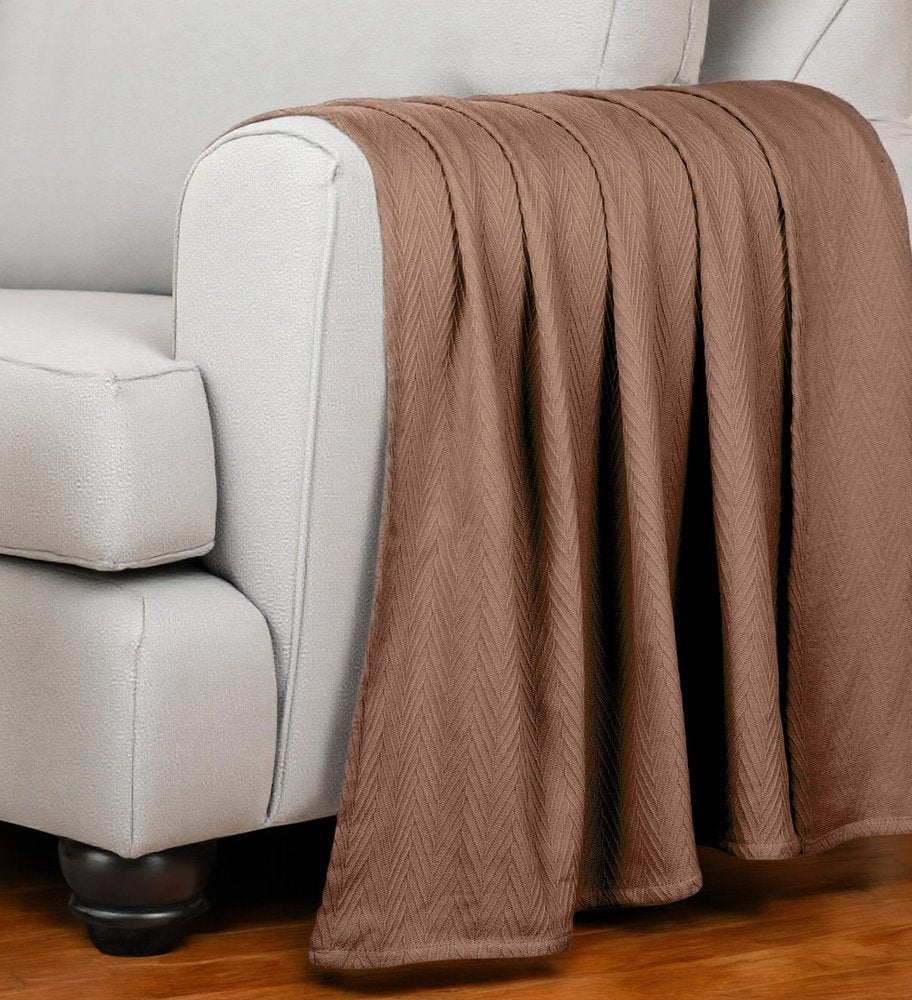 50" X 60" Taupe Cotton Woven Chevron Throw Blanket HomeRoots
