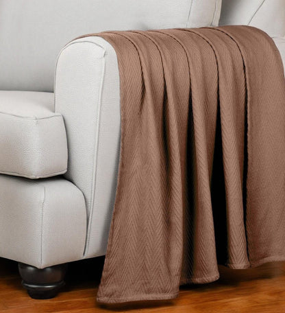 50" X 60" Taupe Cotton Woven Chevron Throw Blanket HomeRoots