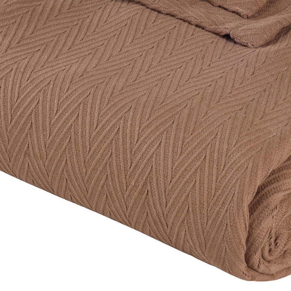 50" X 60" Taupe Cotton Woven Chevron Throw Blanket HomeRoots