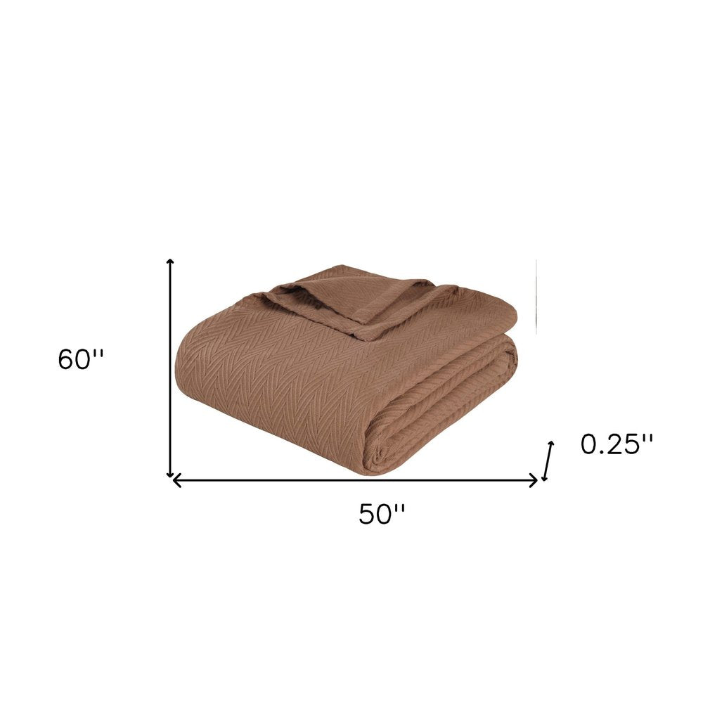 50" X 60" Taupe Cotton Woven Chevron Throw Blanket HomeRoots