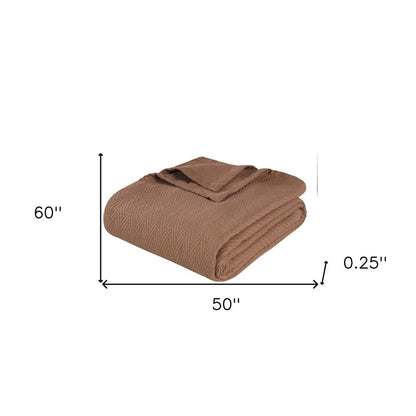 50" X 60" Taupe Cotton Woven Chevron Throw Blanket HomeRoots