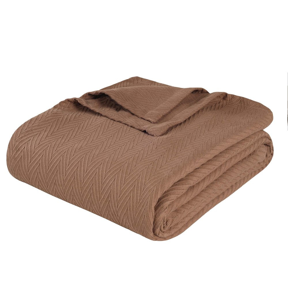 50" X 60" Taupe Cotton Woven Chevron Throw Blanket HomeRoots