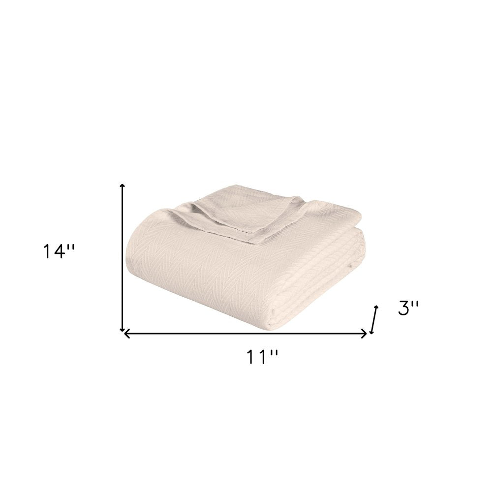 Twin Ivory Cotton Chevron Blanket — view 7