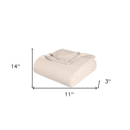 Twin Ivory Cotton Chevron Blanket