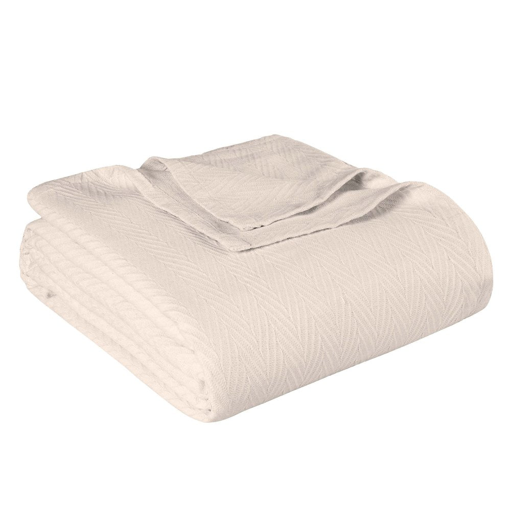 Twin Ivory Cotton Chevron Blanket — view 8