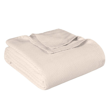 Twin Ivory Cotton Chevron Blanket