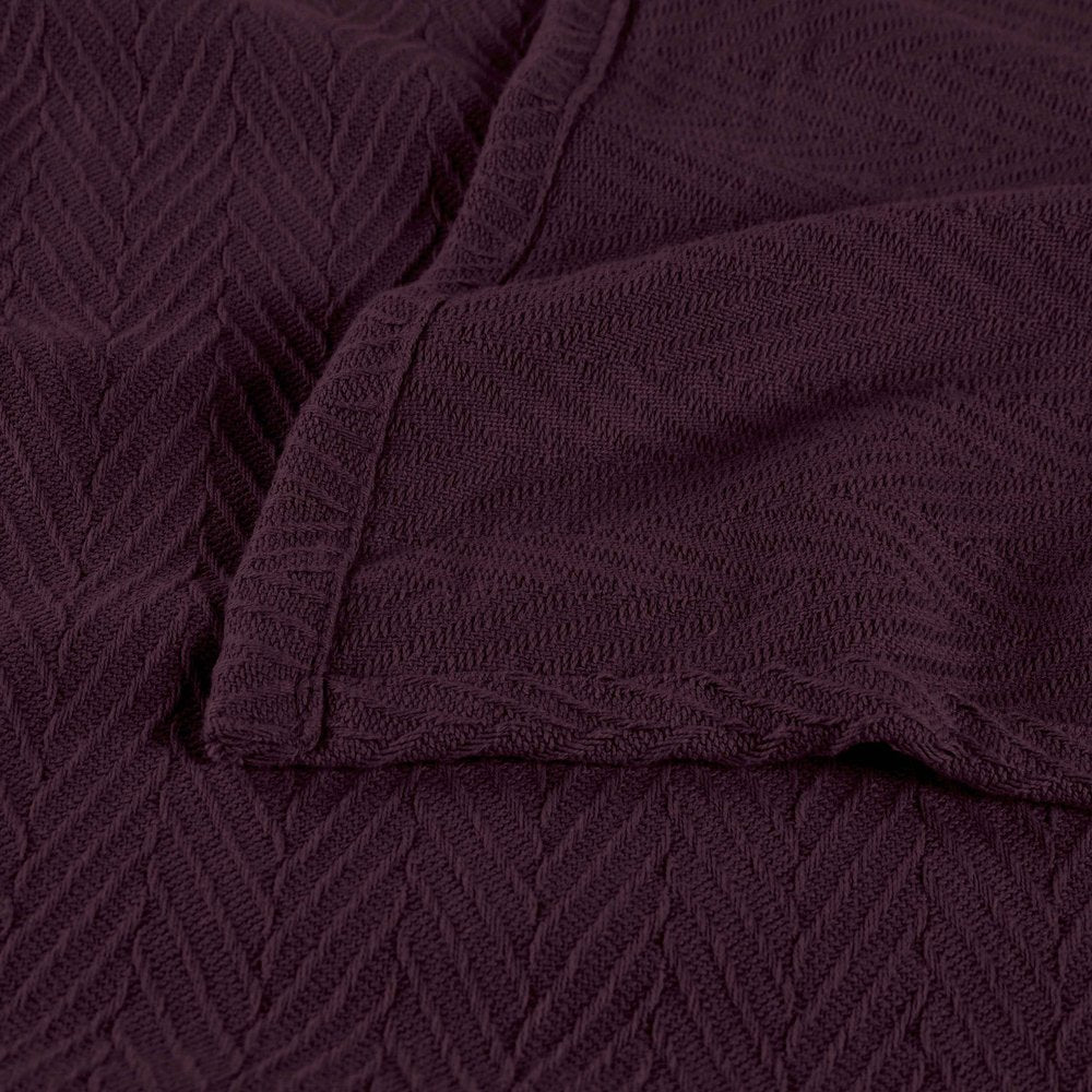 Twin Plum Cotton Woven Chevron Blanket HomeRoots