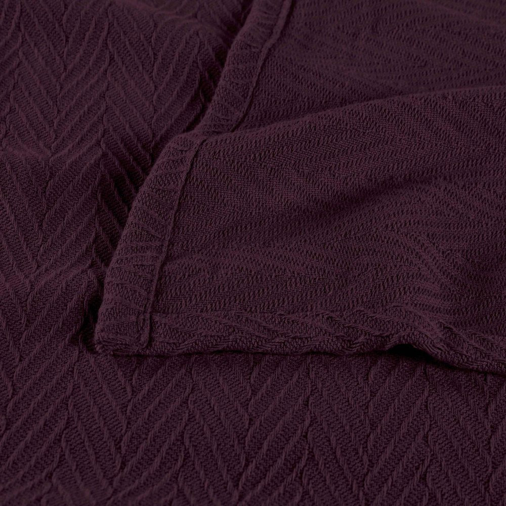 Twin Plum Cotton Woven Chevron Blanket HomeRoots