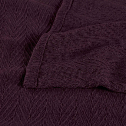 Twin Plum Cotton Woven Chevron Blanket HomeRoots