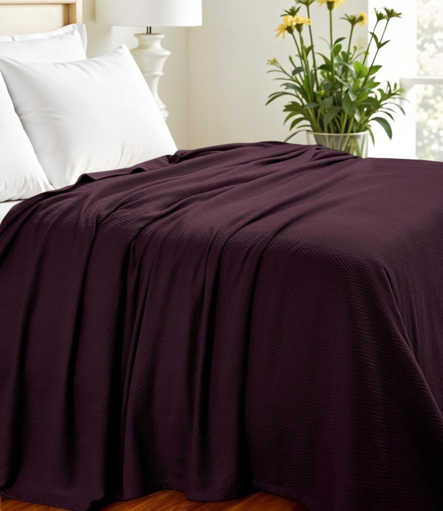 Twin Plum Cotton Woven Chevron Blanket HomeRoots