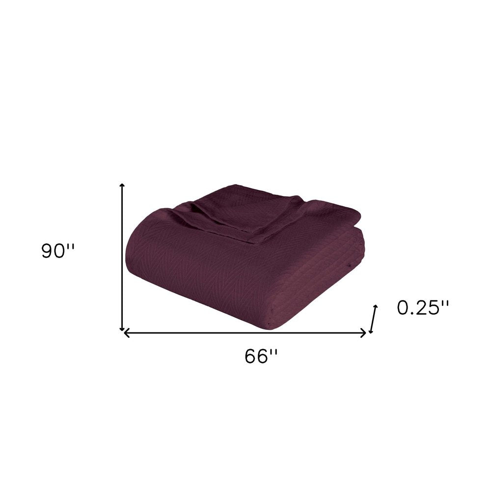 Twin Plum Cotton Woven Chevron Blanket HomeRoots