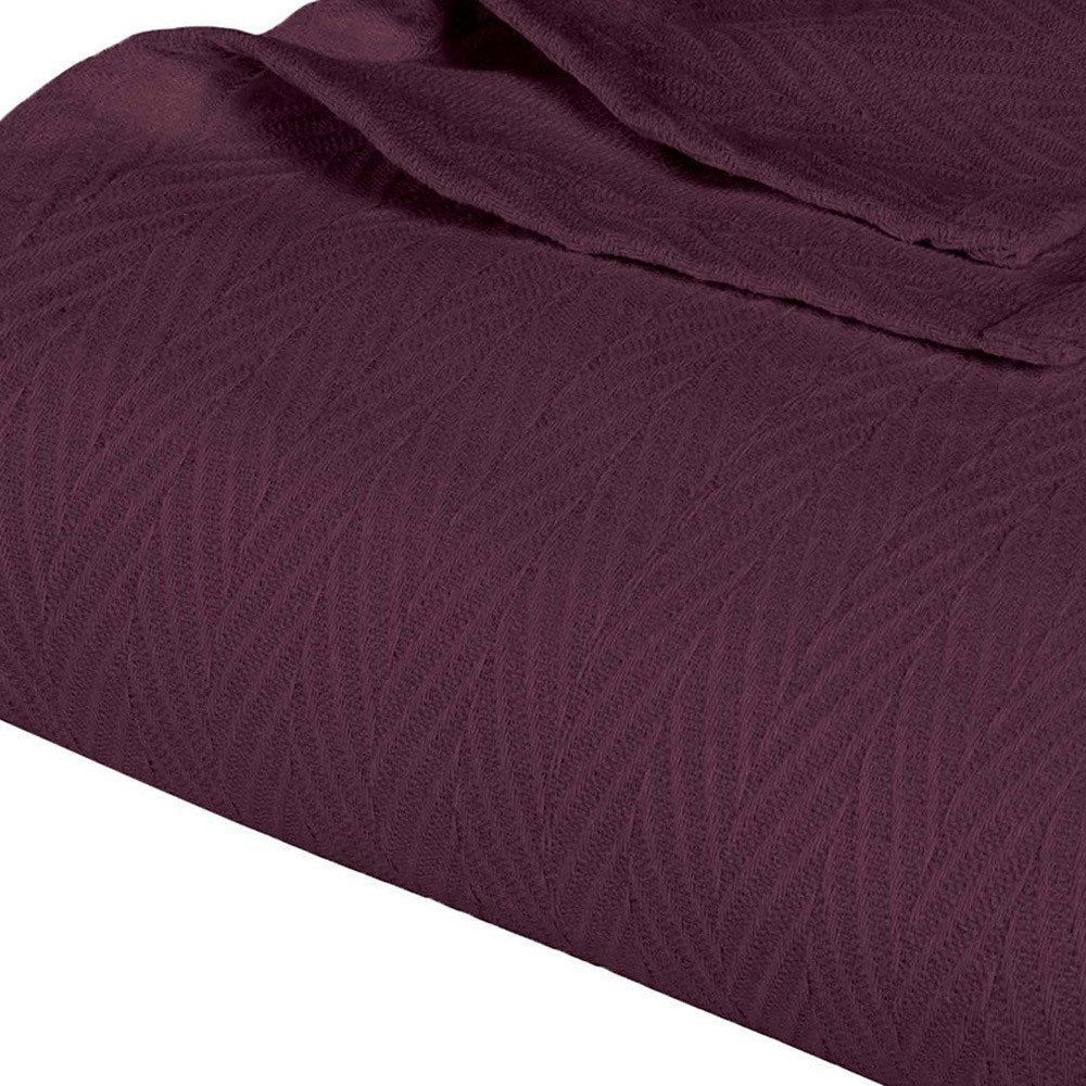 Twin Plum Cotton Woven Chevron Blanket HomeRoots
