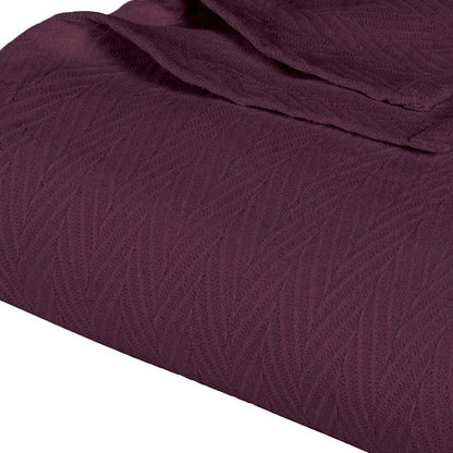 Twin Plum Cotton Woven Chevron Blanket HomeRoots