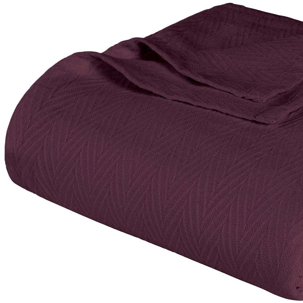 Twin Plum Cotton Woven Chevron Blanket HomeRoots
