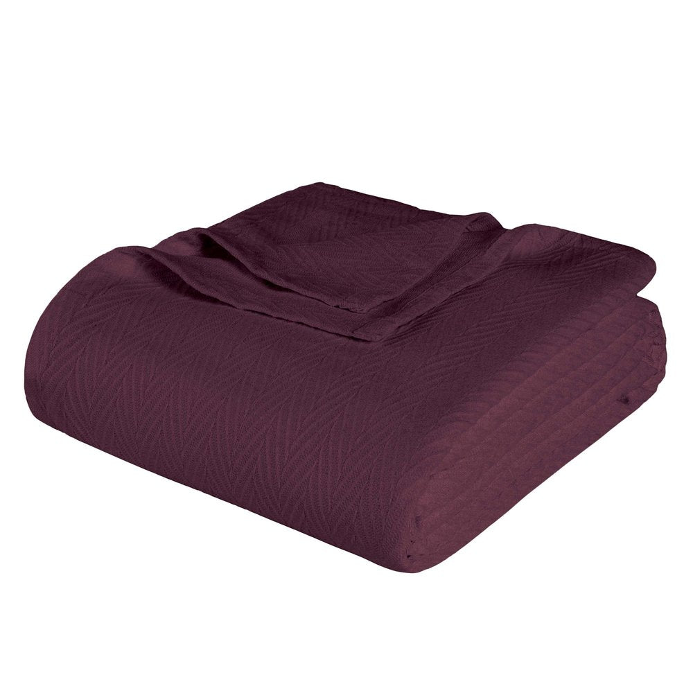 Twin Plum Cotton Woven Chevron Blanket HomeRoots