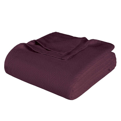 Twin Plum Cotton Woven Chevron Blanket HomeRoots