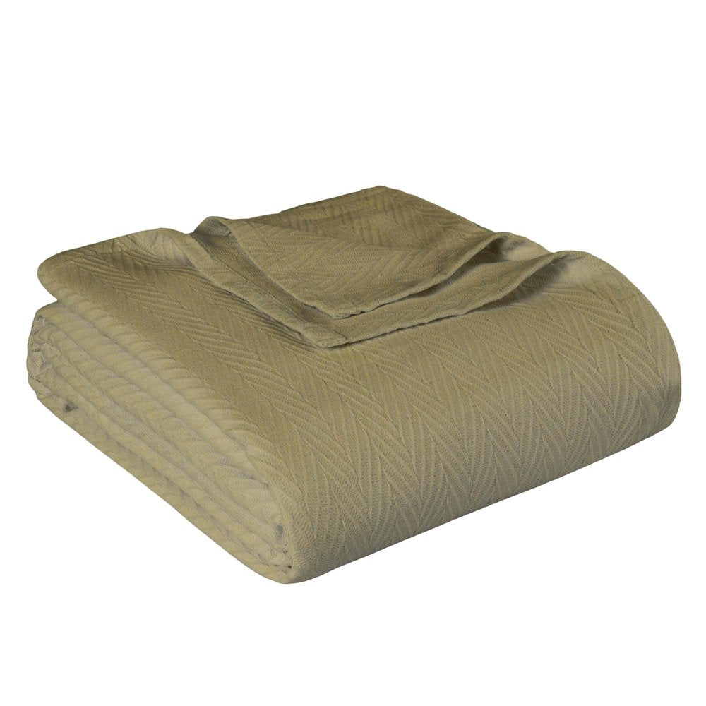 Twin Sage Cotton Woven Chevron Blanket HomeRoots