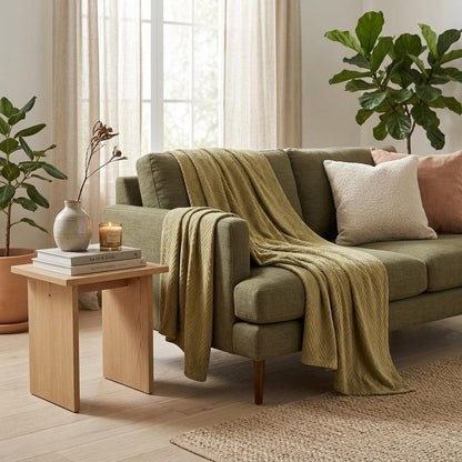 Twin Sage Cotton Woven Chevron Blanket HomeRoots