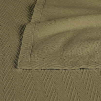Twin Sage Cotton Woven Chevron Blanket HomeRoots
