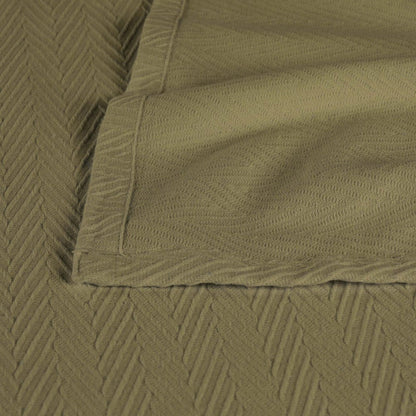 Twin Sage Cotton Woven Chevron Blanket HomeRoots