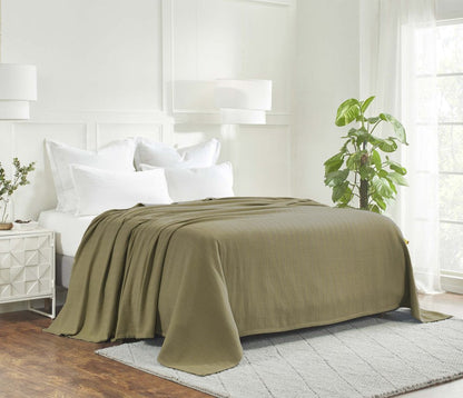 Twin Sage Cotton Woven Chevron Blanket HomeRoots