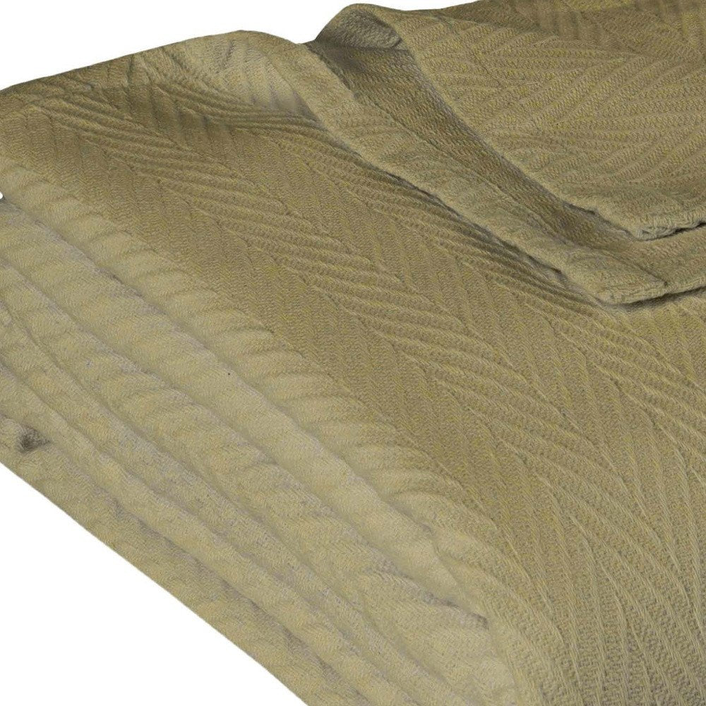 Twin Sage Cotton Woven Chevron Blanket HomeRoots