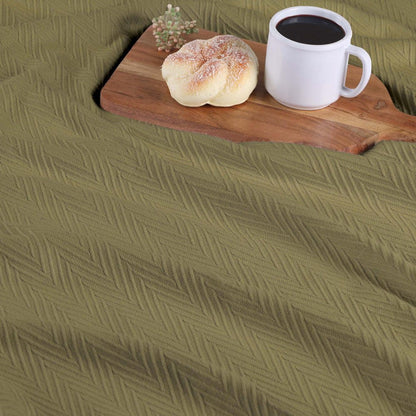 Twin Sage Cotton Woven Chevron Blanket HomeRoots