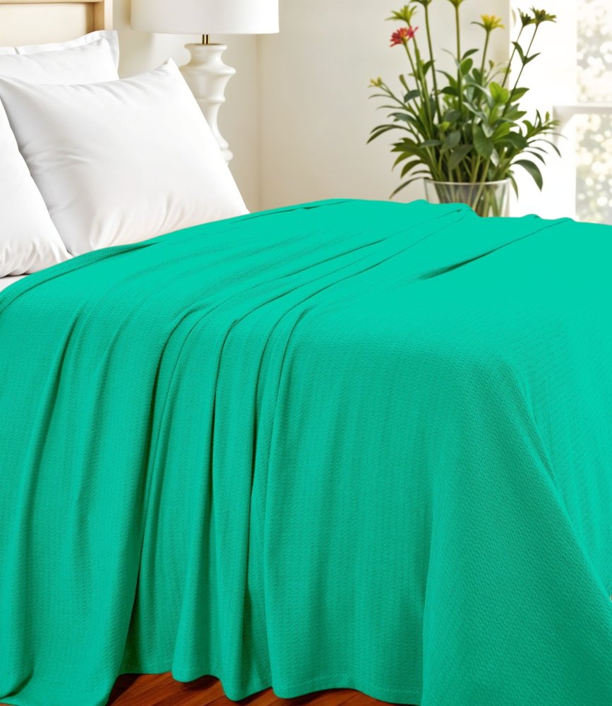 King Turquoise Cotton Waffle Weave Honeycomb Blanket HomeRoots
