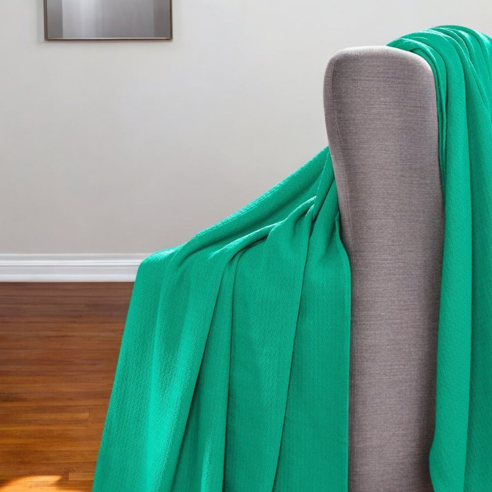King Turquoise Cotton Waffle Weave Honeycomb Blanket HomeRoots