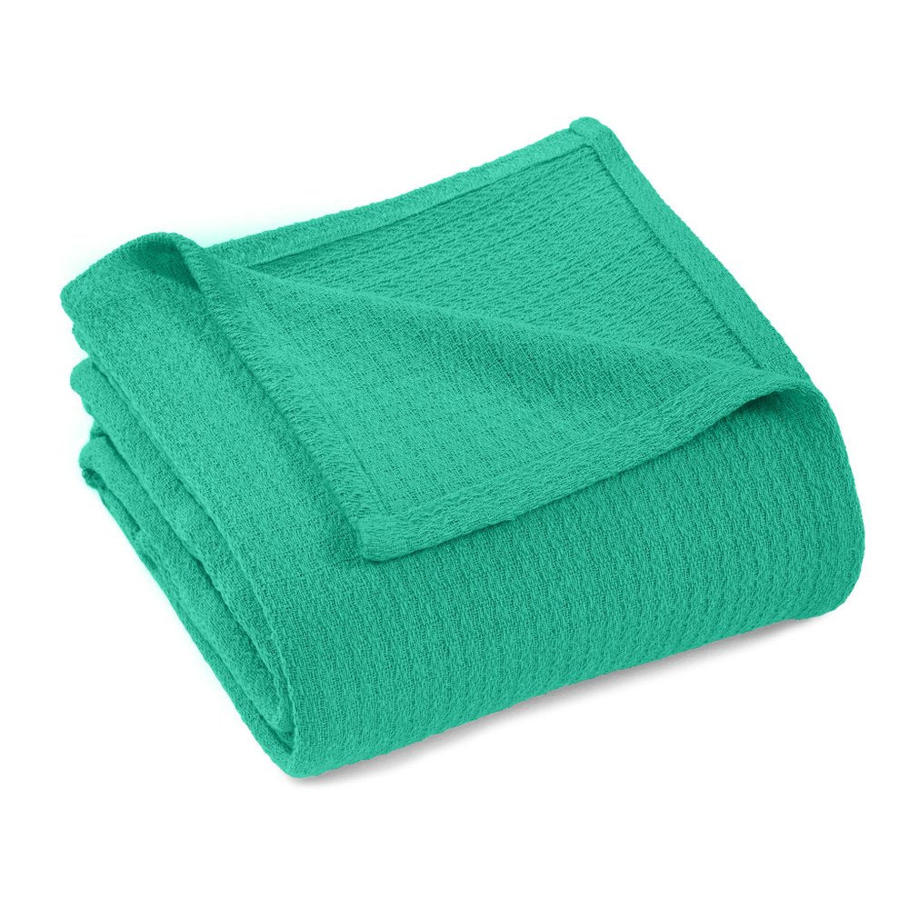 King Turquoise Cotton Waffle Weave Honeycomb Blanket HomeRoots