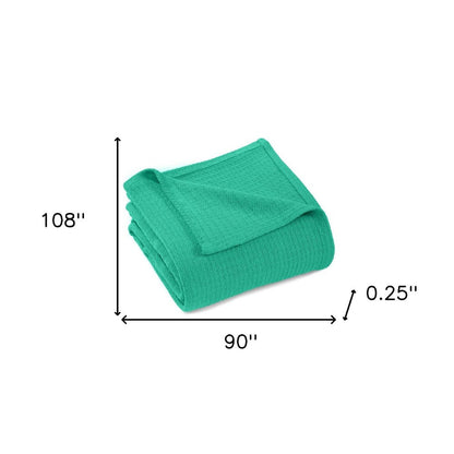 King Turquoise Cotton Waffle Weave Honeycomb Blanket HomeRoots