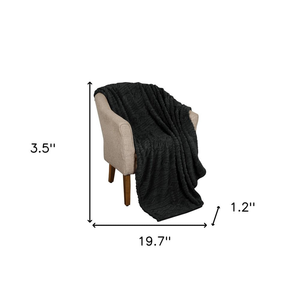 Queen Black Fleece Geometric Plush Blanket — view 6