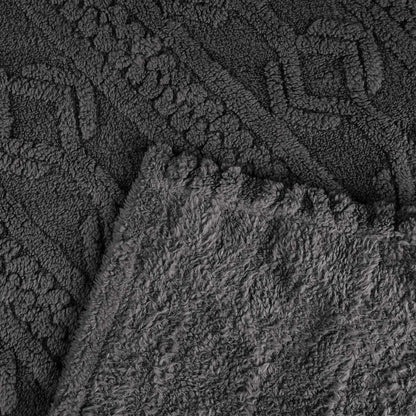 Queen Charcoal Fleece Knitted Plush Blanket
