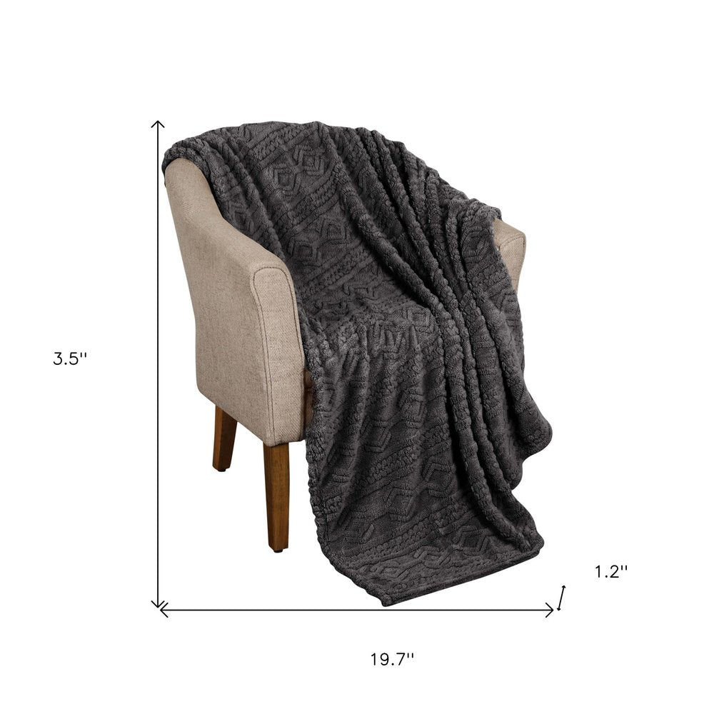 Queen Charcoal Fleece Knitted Plush Blanket — view 6