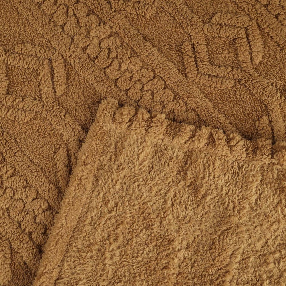 Queen Camel Geometric Knitted Plush Blanket — view 1