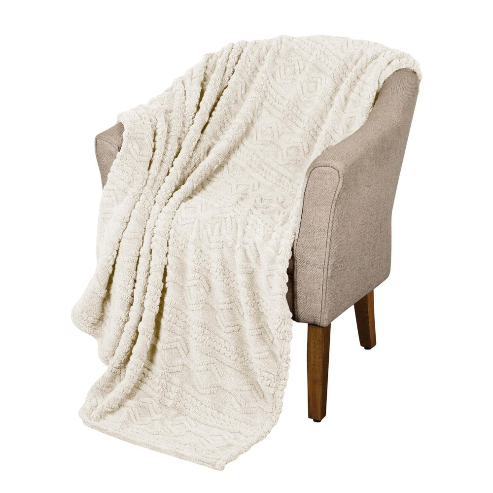 Queen Ivory Fleece Knitted Plush Blanket — view 4