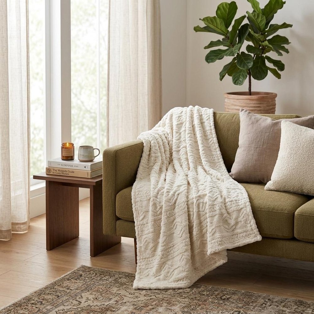 Queen Ivory Fleece Knitted Plush Blanket — view 7