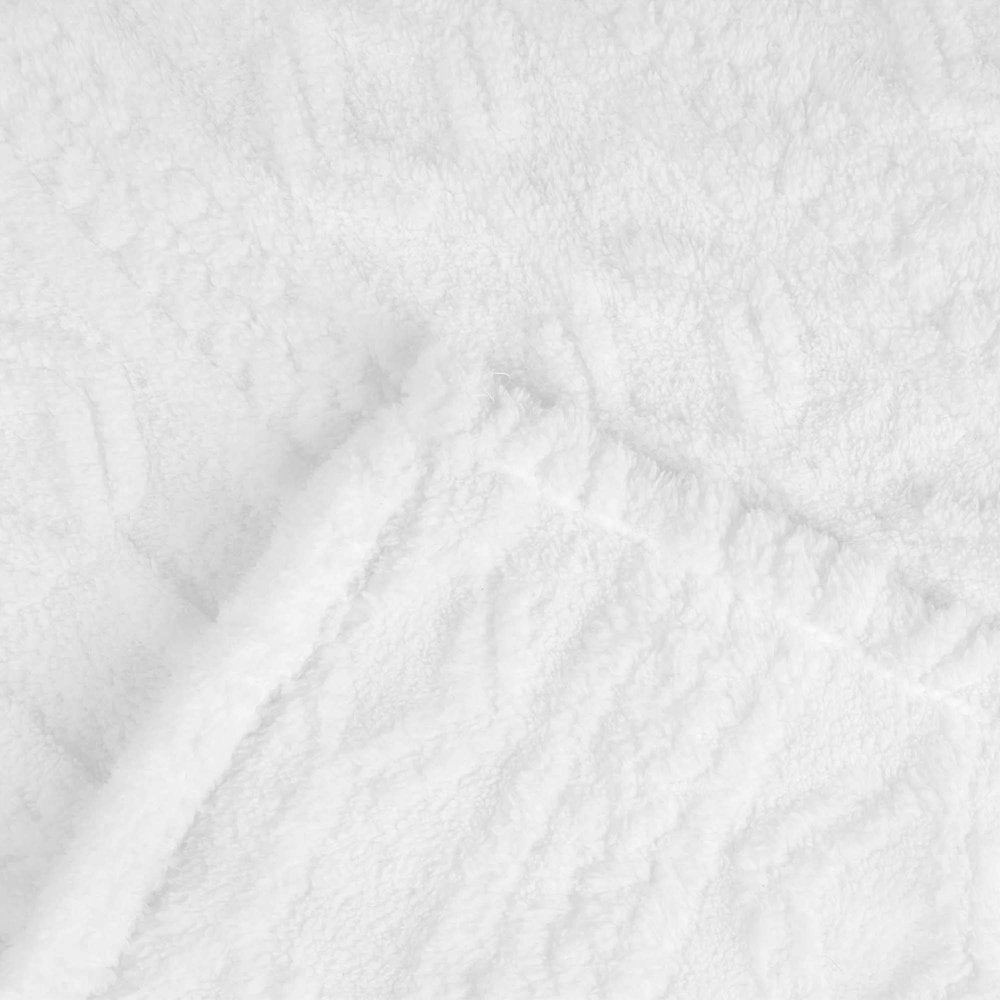 Queen White Geometric Knitted Plush Blanket — view 1