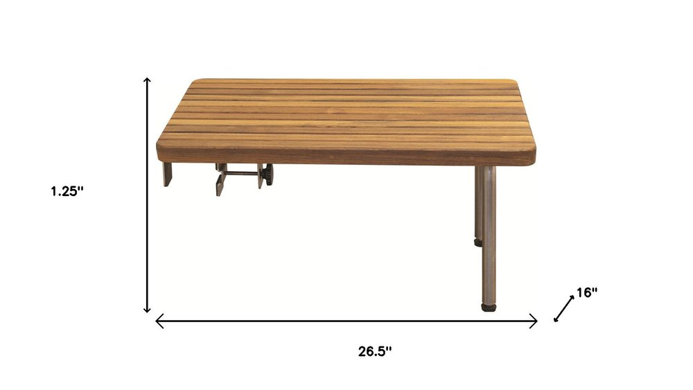 1" X 27" Brown Teak Rectangular Shower Bench — view 3
