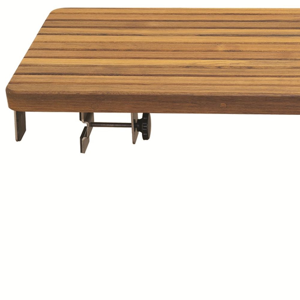 1" X 27" Brown Teak Rectangular Shower Bench — view 4